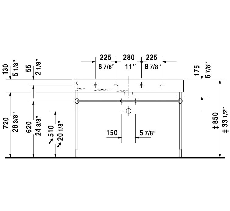 Vero Modern White Ceramic Wall-Mounted Rectangular Bathroom Sink