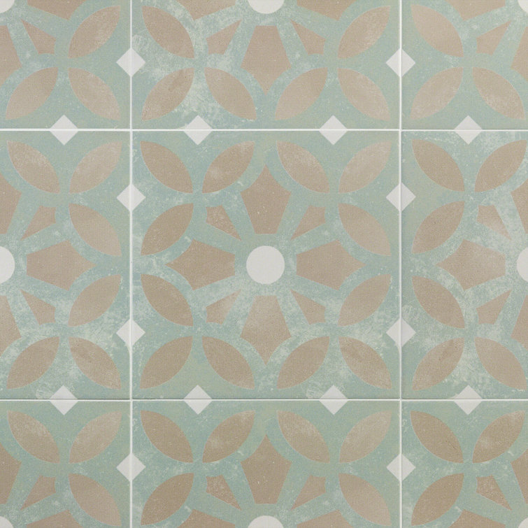 Anabella 9x9 Matte Green and Beige Porcelain Tile