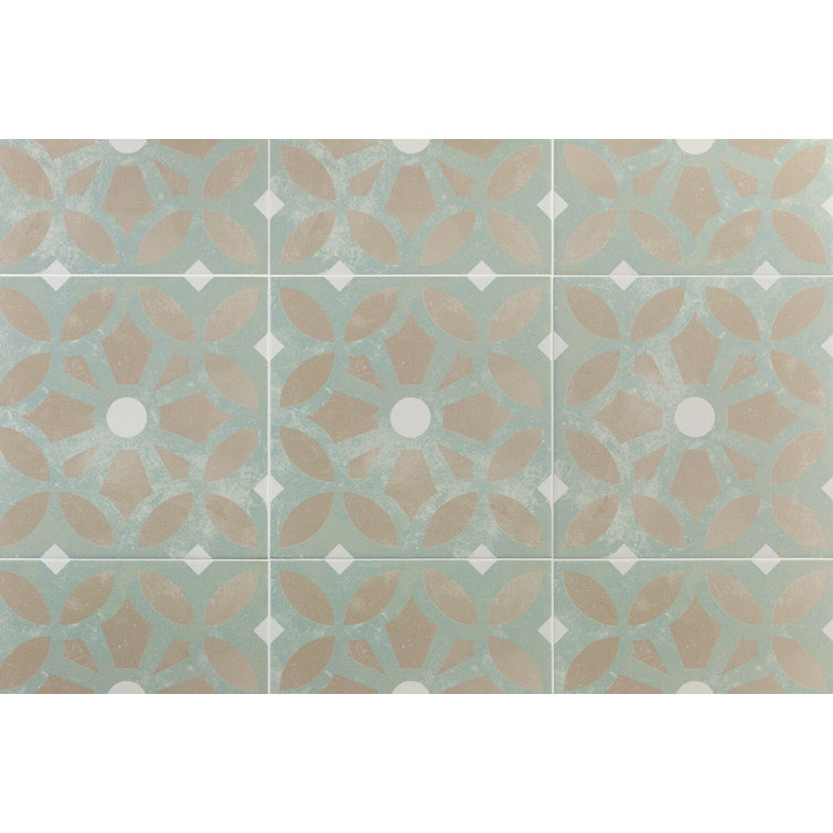 Anabella 9x9 Matte Green and Beige Porcelain Tile