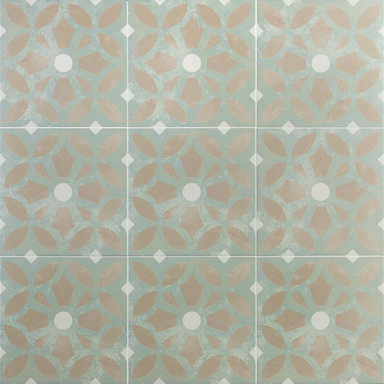 Anabella 9x9 Matte Green and Beige Porcelain Tile