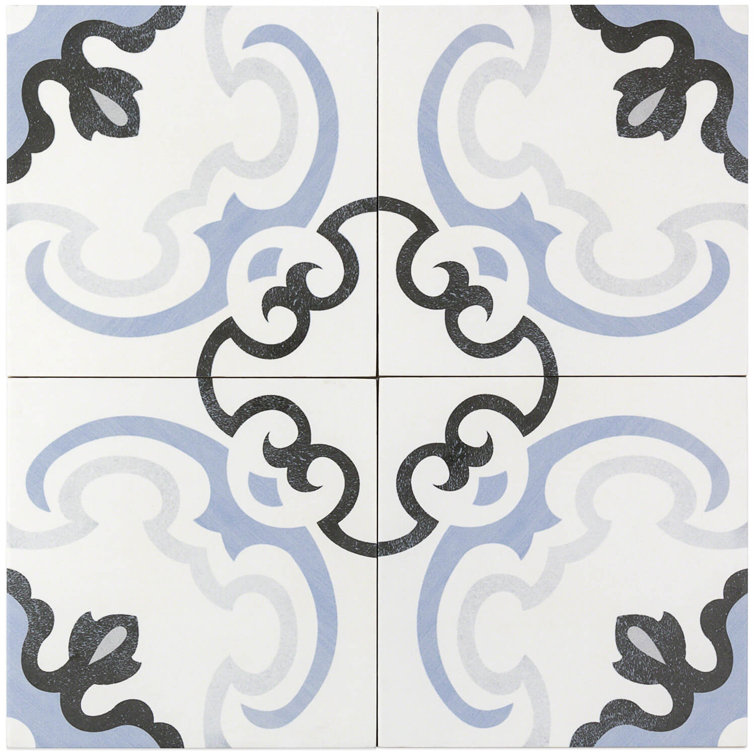 Anabella Mediterranean Blue and White Porcelain Tile