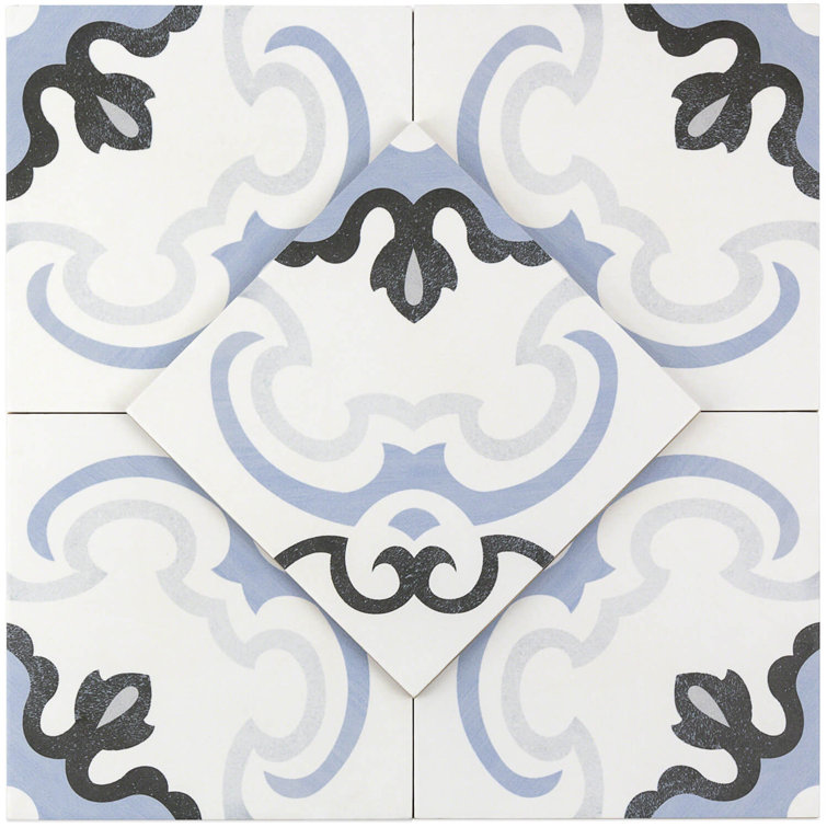 Anabella Mediterranean Blue and White Porcelain Tile
