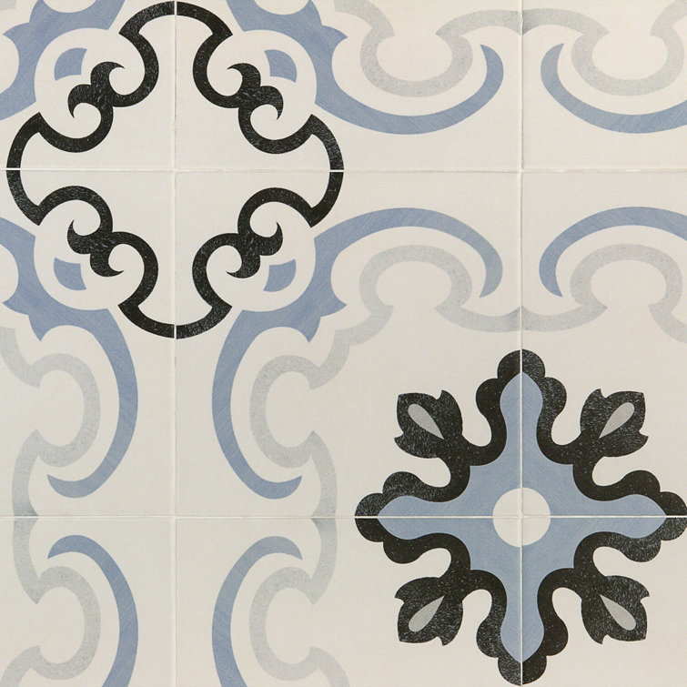 Anabella Mediterranean Blue and White Porcelain Tile