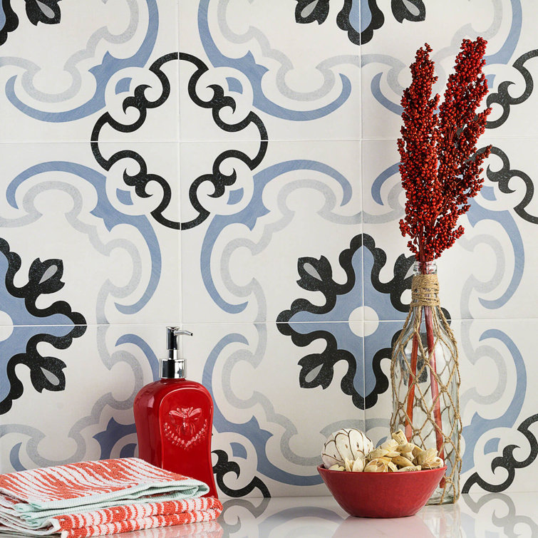 Anabella Mediterranean Blue and White Porcelain Tile