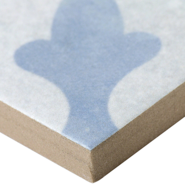 Anabella 9" x 9" Blue and White Porcelain Patterned Tile