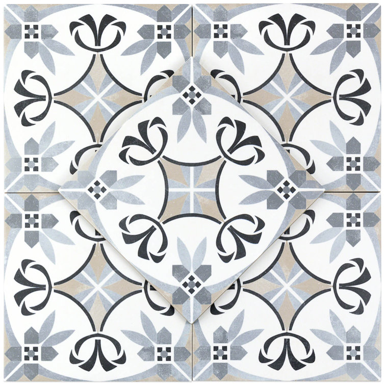 Anabella 9" x 9" Matte Porcelain Patterned Tile