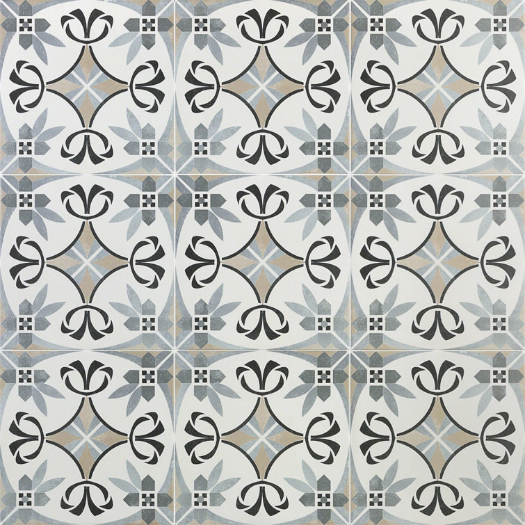 Anabella 9" x 9" Matte Porcelain Patterned Tile