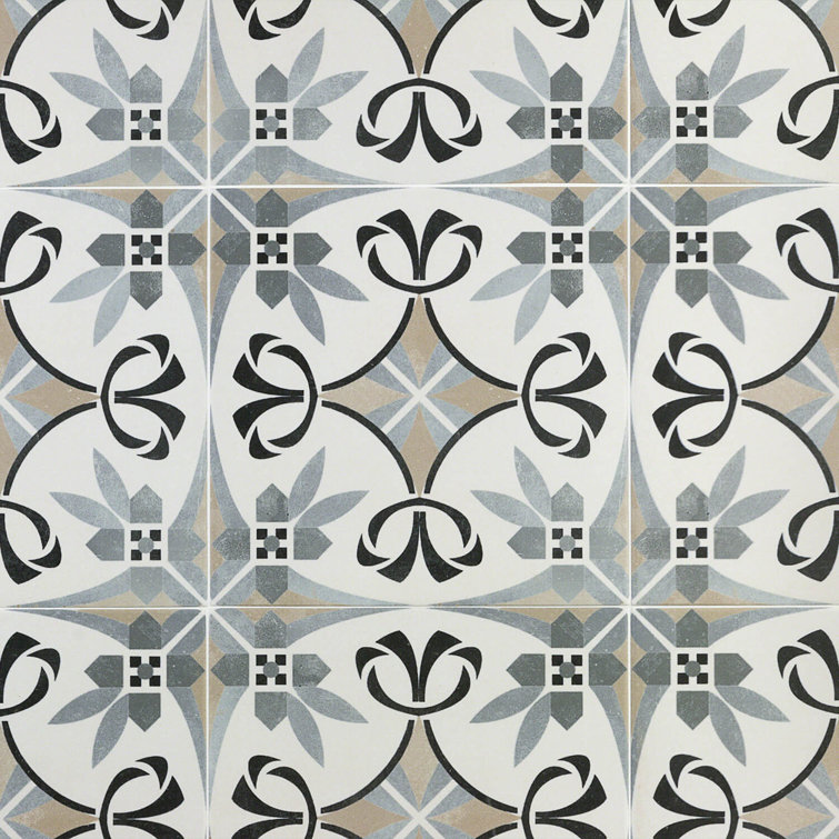 Anabella 9" x 9" Matte Porcelain Patterned Tile