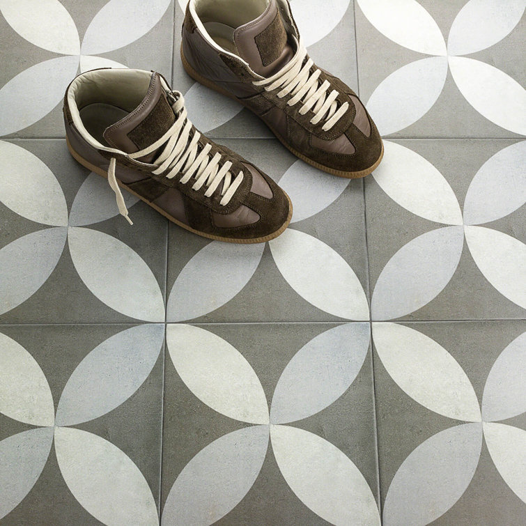 Anabella 9" x 9" Matte Green and White Porcelain Tile