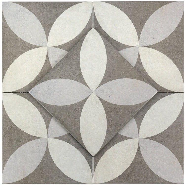 Anabella 9" x 9" Matte Green and White Porcelain Tile