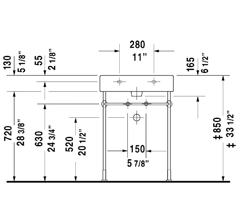 White Ceramic Wall-Mount Rectangular Bathroom Sink