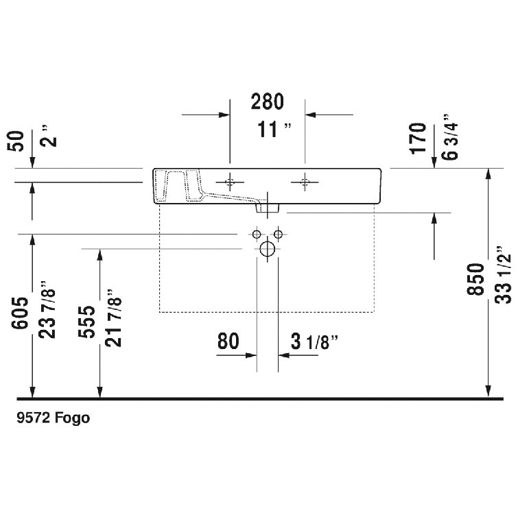 Vero White Ceramic Wall-Mount Rectangular Bathroom Sink