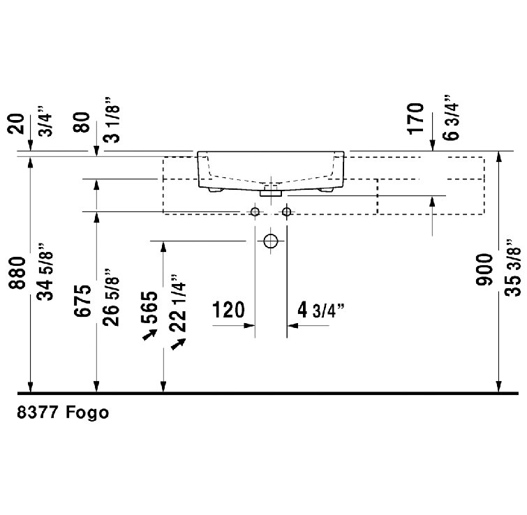 Vero White Ceramic Rectangular Semi-Recessed Bathroom Sink
