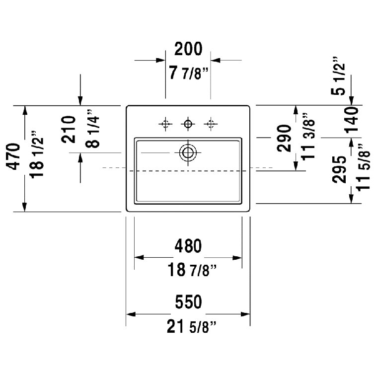 Vero White Ceramic Rectangular Semi-Recessed Bathroom Sink