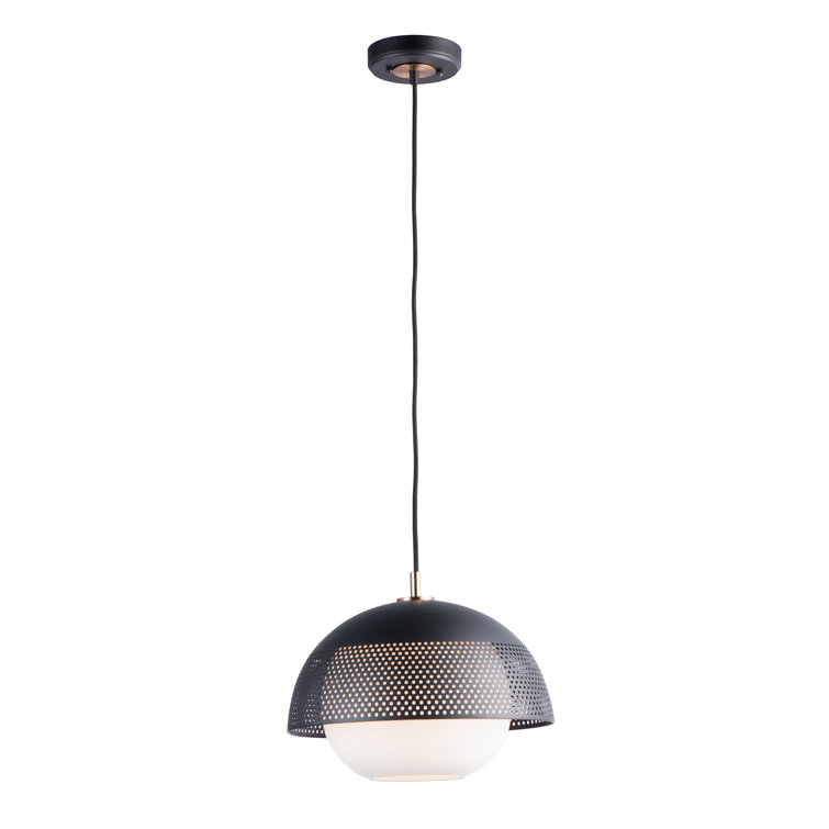 Elegant Matte Black & Satin Brass Globe Pendant Light with White Glass