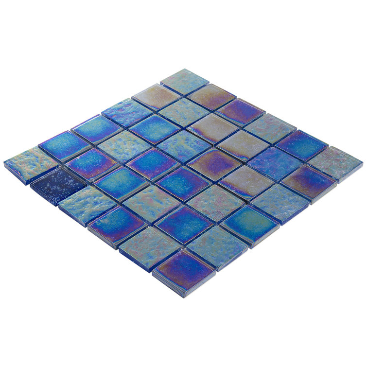Indigo Iridescent Glass Mosaic Wall Tile