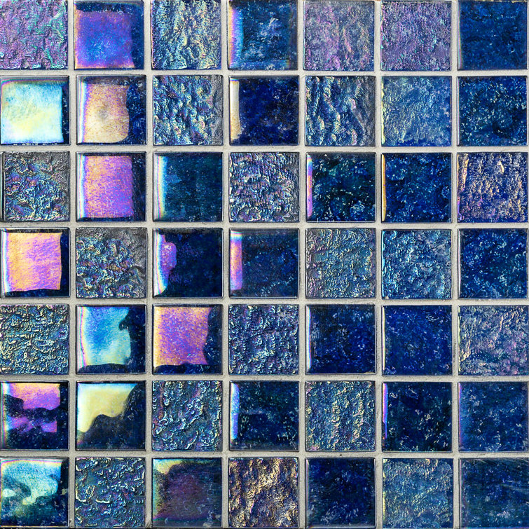 Indigo Iridescent Glass Mosaic Wall Tile