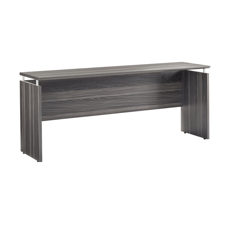Maya Executive Gray Steel Laminate Credenza Desk with Filing Cabinet