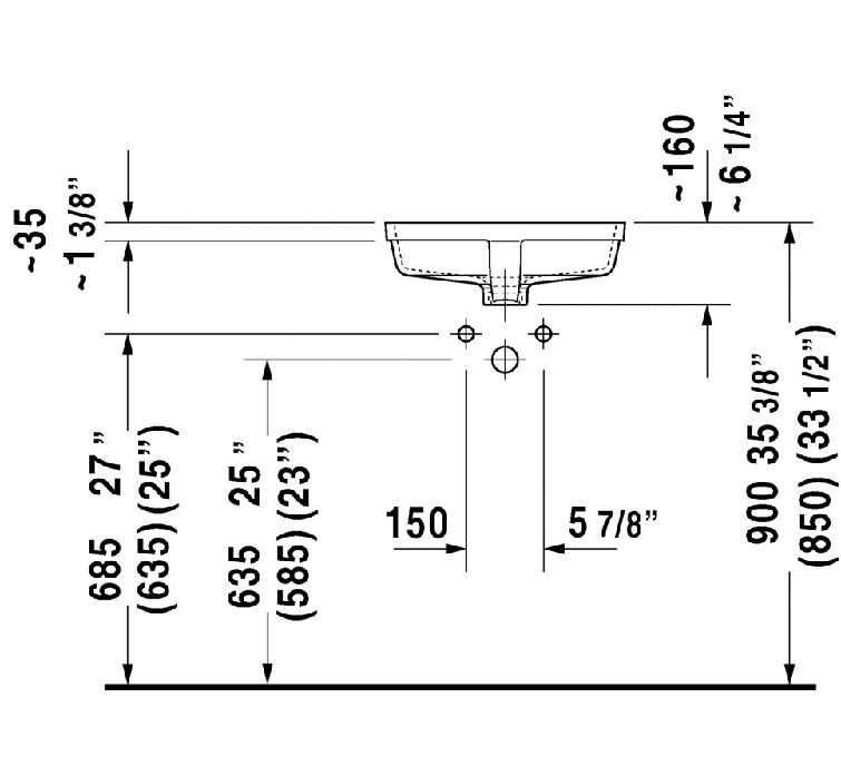 Vero High Gloss White Ceramic Rectangular Undermount Bathroom Sink