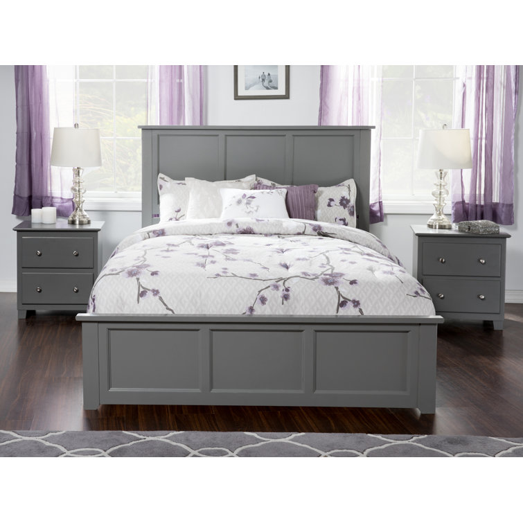 Madison Gray Queen Solid Wood Platform Bed with Headboard