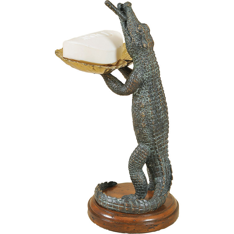 Verdigris Brass and Aged Regency Alligator Soap Dish