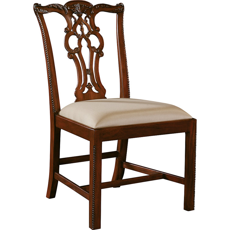 Regency Brown Upholstered Chippendale Side Chair