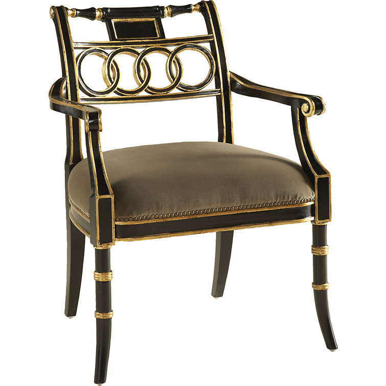 Handcrafted Black Velvet Accent Chair with Gold Accents