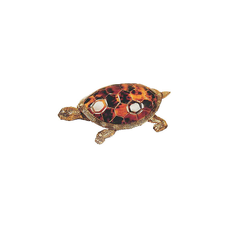 Antique Brass Turtle Figurine Sculpture, 5" Length