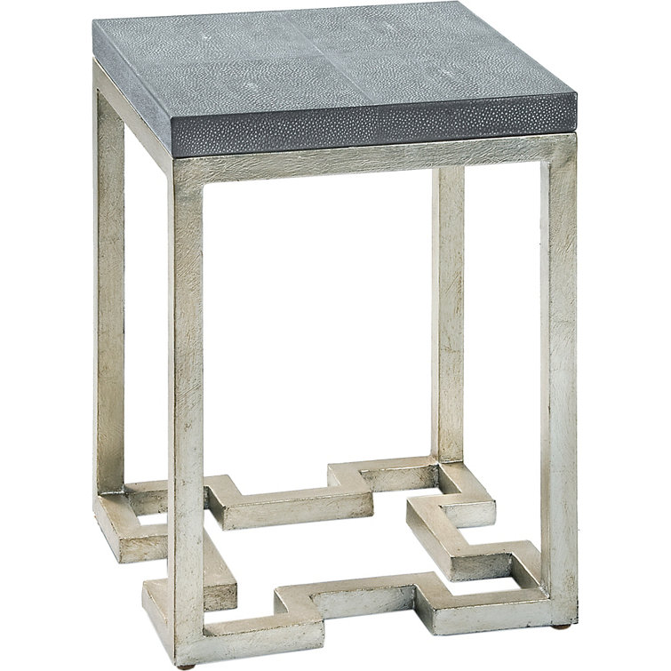 Silver Leaf Geometric Square Wood & Metal End Table