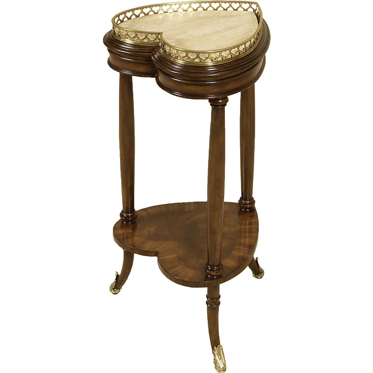 Beige Stone Heart-Shaped Two-Tier End Table