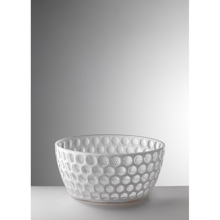White Polka Dot Textured Plastic Salad Bowl