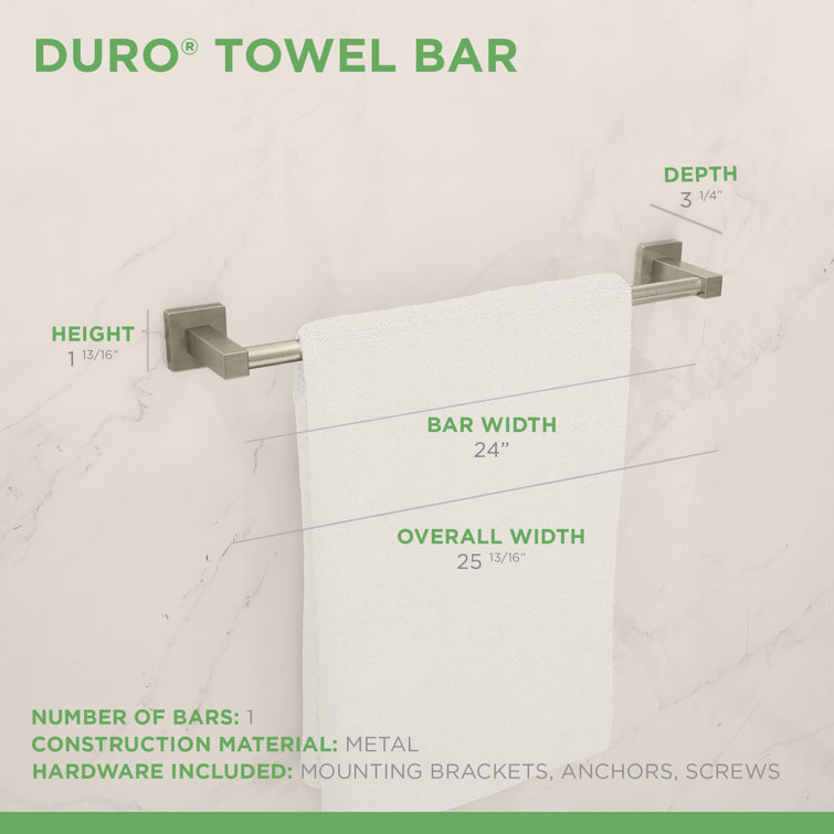Satin Nickel 24" Wall-Mounted Metal Towel Bar