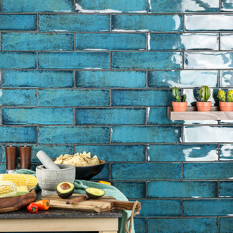 Moze Blue 3" x 12" Polished Ceramic Subway Wall Tile