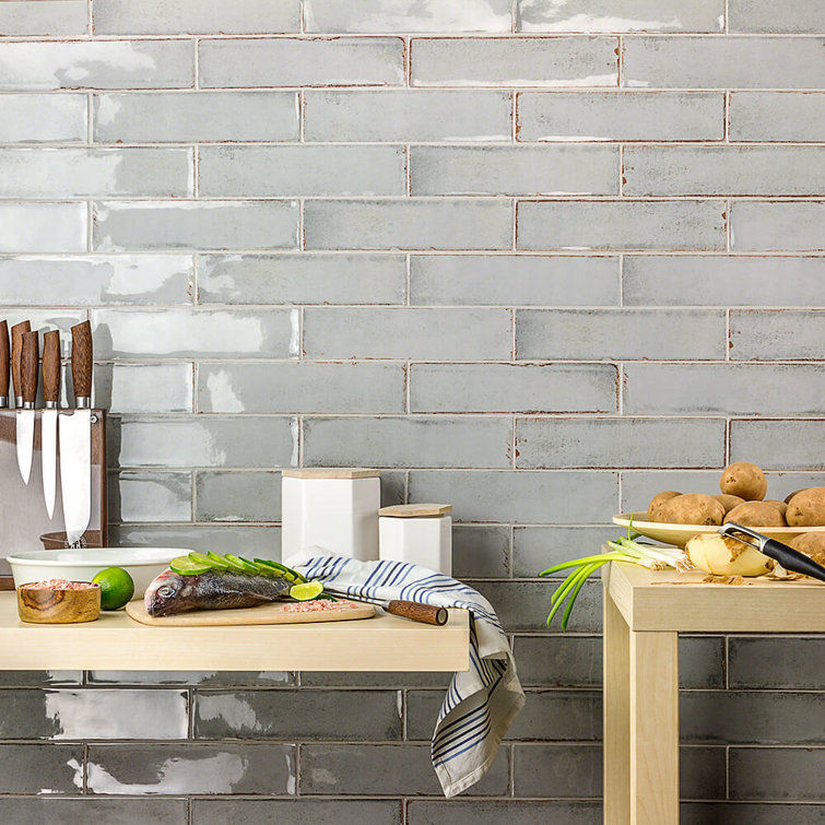 Citadel Polished Gray Ceramic Subway Wall Tile 3x12