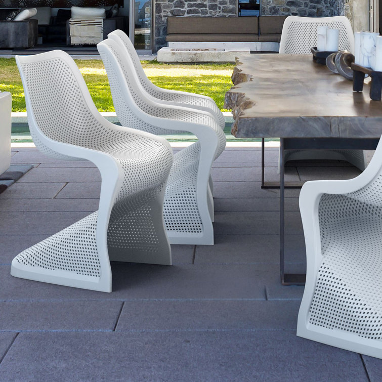 Elegant Bloom Marine-Grade White Resin Dining Chair - Set of 2