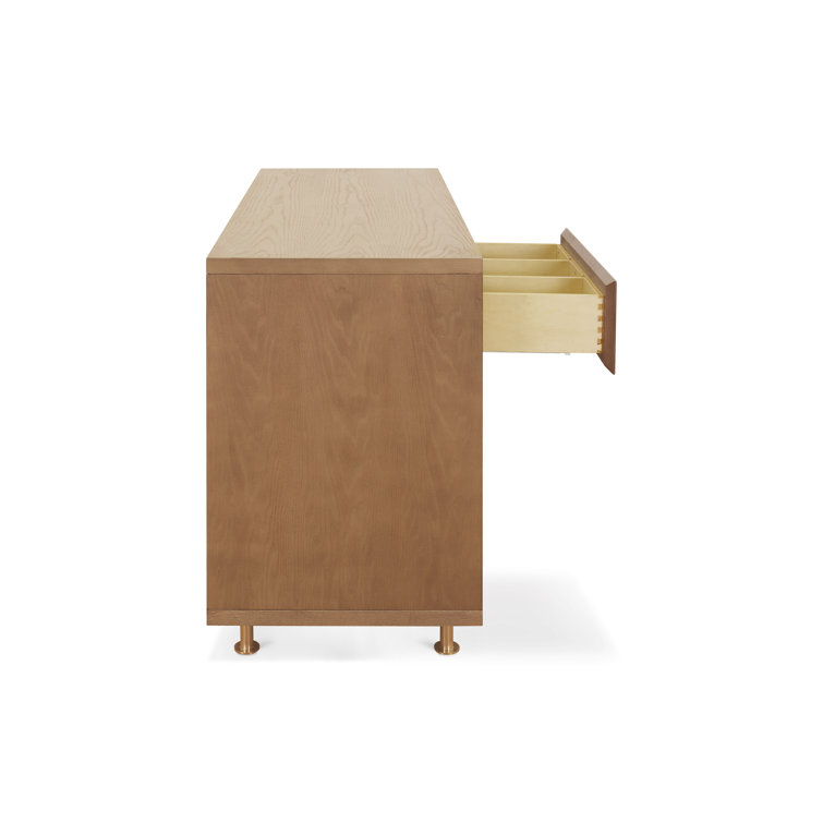 Mid-Century Brown Double Dresser with Soft Close Drawers