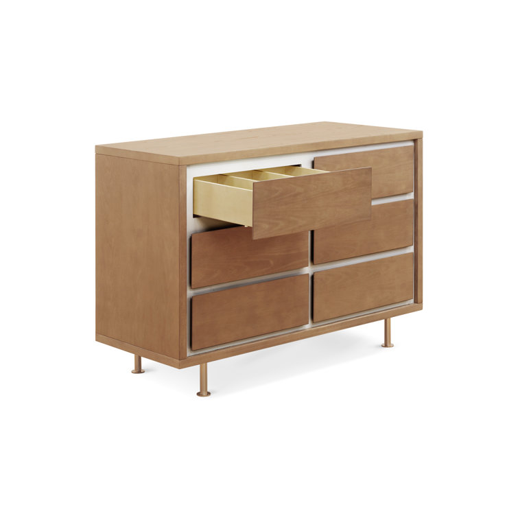 Mid-Century Brown Double Dresser with Soft Close Drawers