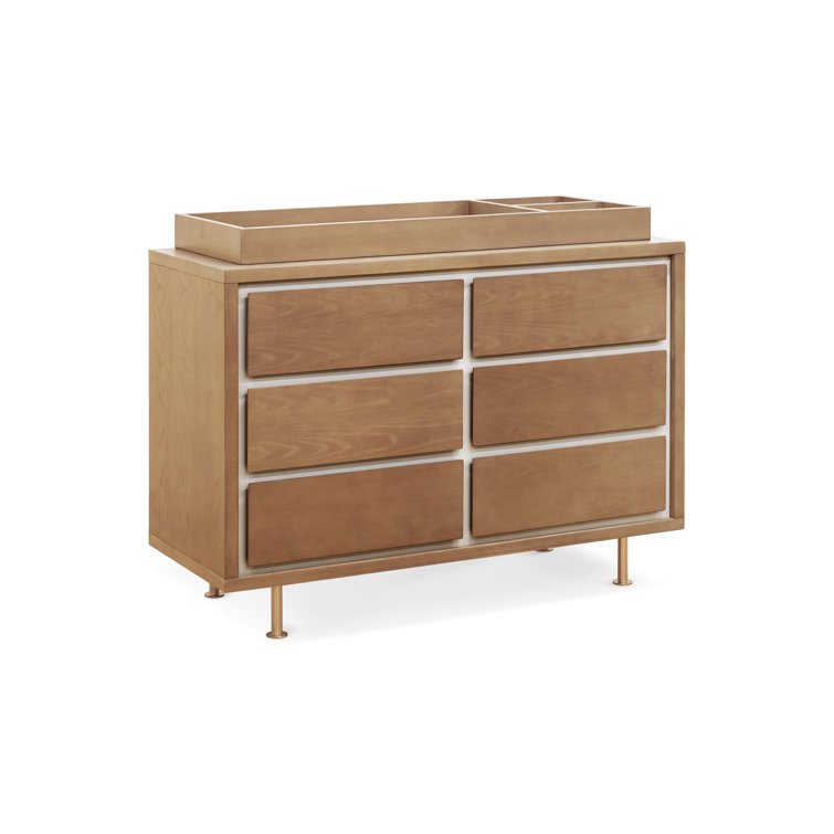 Mid-Century Brown Double Dresser with Soft Close Drawers