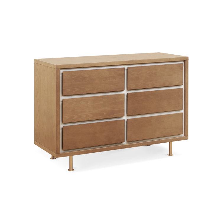 Mid-Century Brown Double Dresser with Soft Close Drawers