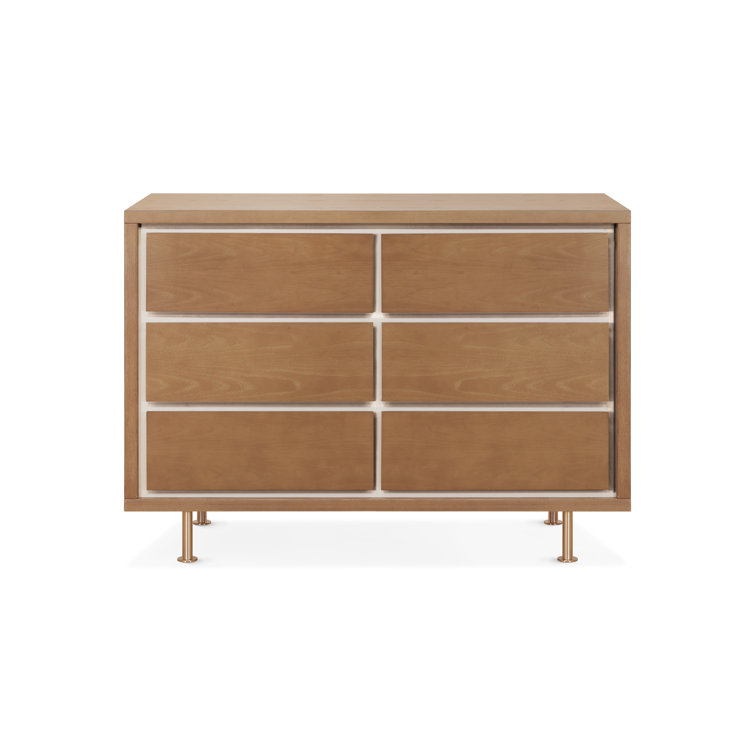 Mid-Century Brown Double Dresser with Soft Close Drawers
