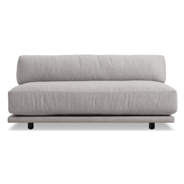 Agnew Gray Cotton Blend Armless Sofa with Wood Base