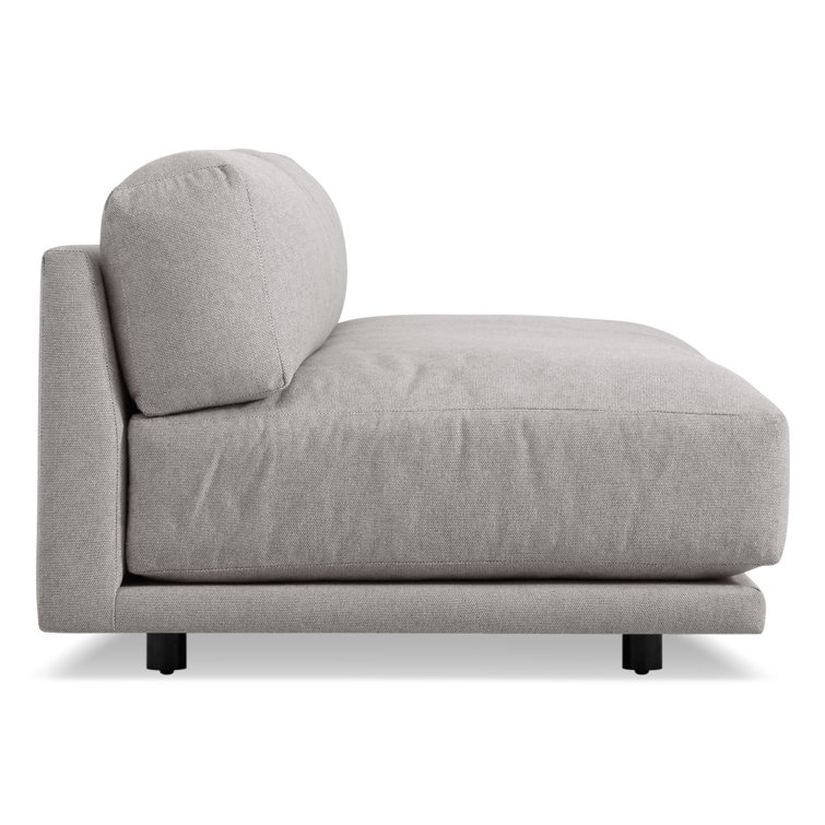 Agnew Gray Cotton Blend Armless Sofa with Wood Base