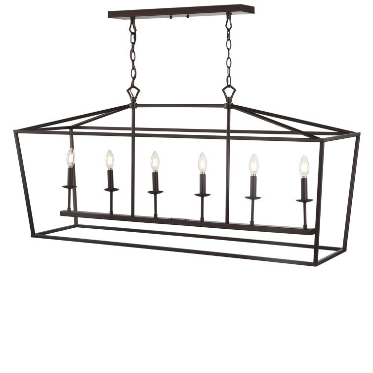Pagoda 49" Oil Rubbed Bronze LED 6-Light Farmhouse Lantern Pendant