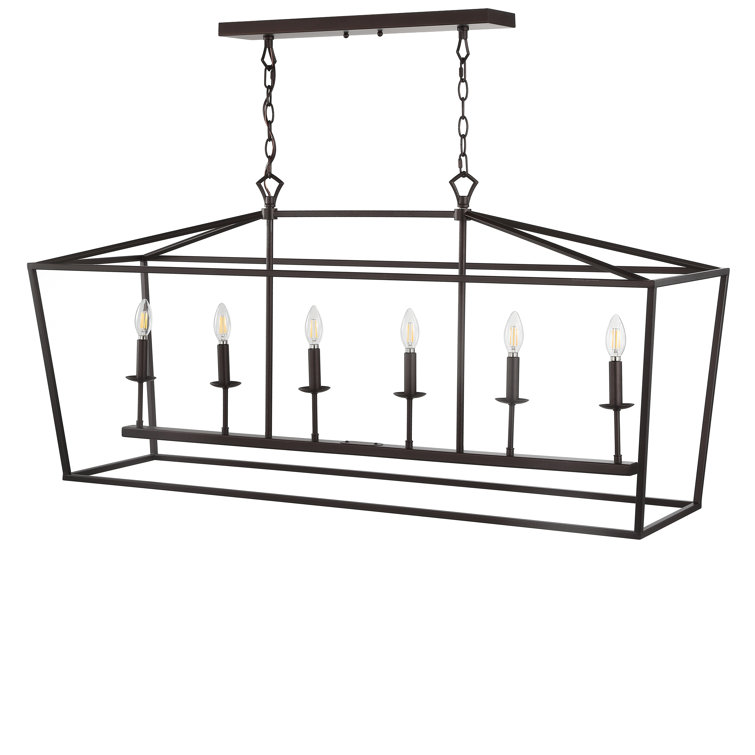 Pagoda 49" Oil Rubbed Bronze LED 6-Light Farmhouse Lantern Pendant