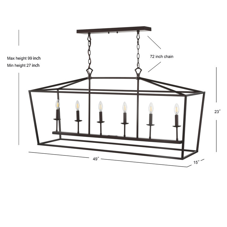 Pagoda 49" Oil Rubbed Bronze LED 6-Light Farmhouse Lantern Pendant