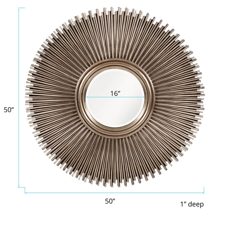 50" Singapore Starburst Silver Leaf Round Wall Mirror