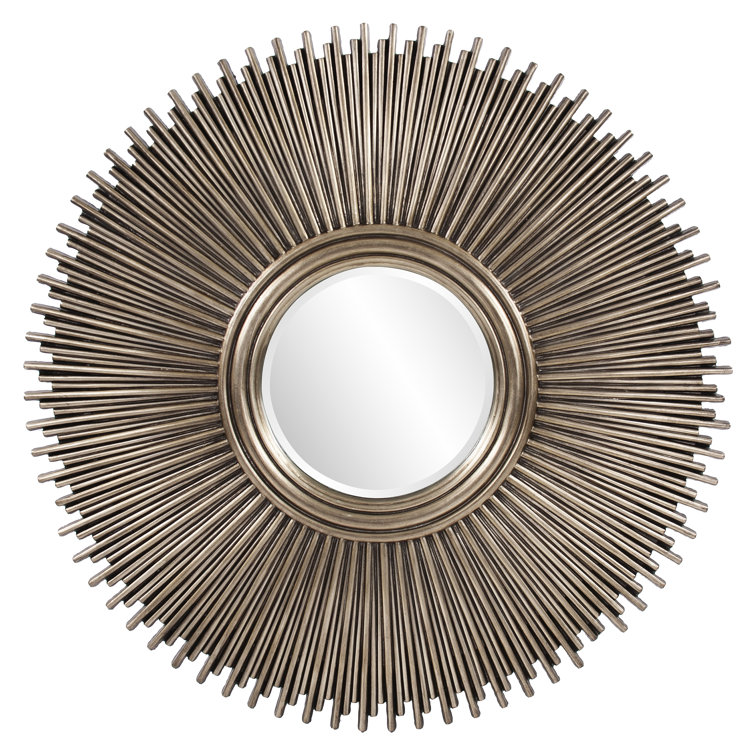 50" Singapore Starburst Silver Leaf Round Wall Mirror