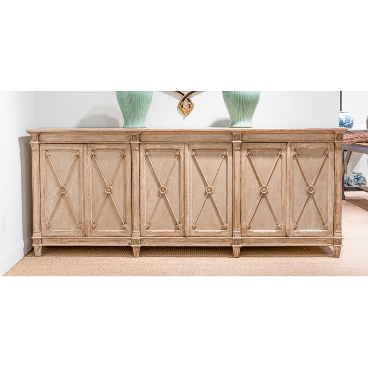 96'' Dark Beige Pine Traditional Sideboard