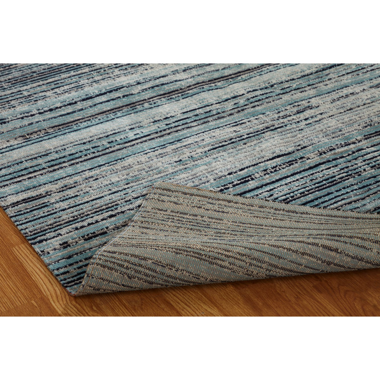 Aqua and Light Gray Abstract Synthetic 2' x 3' Area Rug
