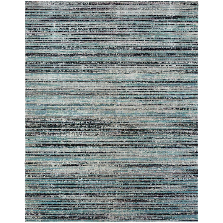 Aqua and Light Gray Abstract Synthetic 2' x 3' Area Rug